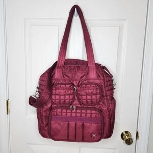 Lug Puddle Jumper Cranberry Pink Travel Carry-on Gym Duffle Tote Bag Crossbody